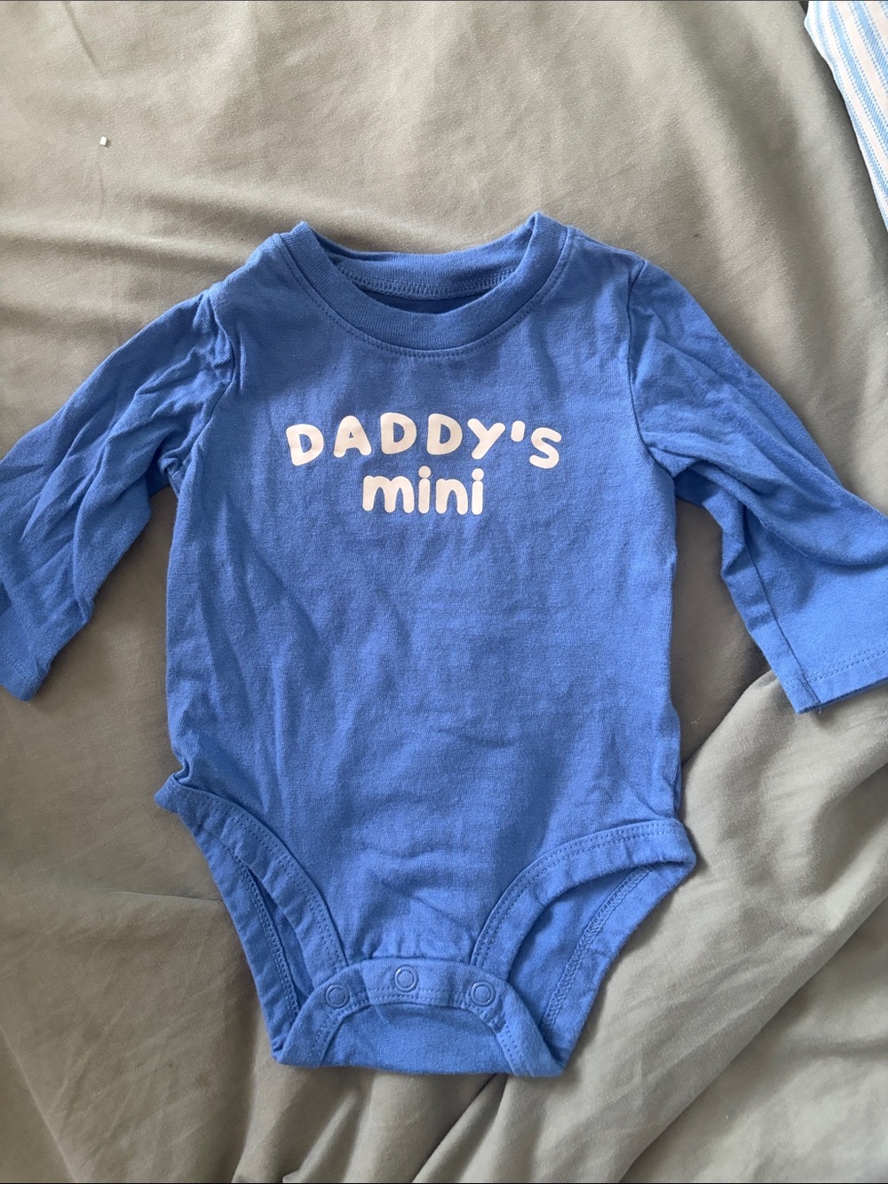 Carter's Blue "Daddy's mini" Long-Sleeve One-Piece Bodysuit